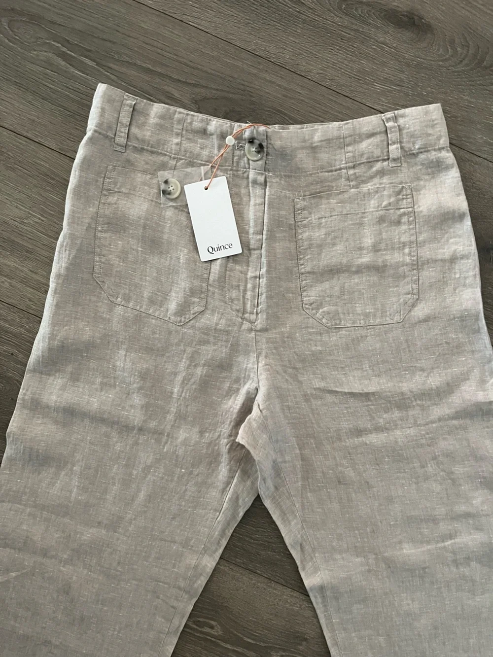 NWT Quince Women's Straight-Leg Linen Pants — Natural Beige Size 12